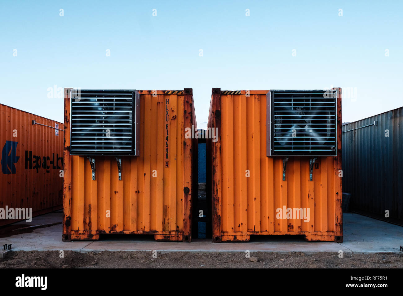 Soon To Be Coverd By A Steel Building To Aid In Esthetics Shipping - soon to be coverd by a steel building to aid in esthetics shipping containers make for a quick way to setup an industrial bitcoin mining opperation